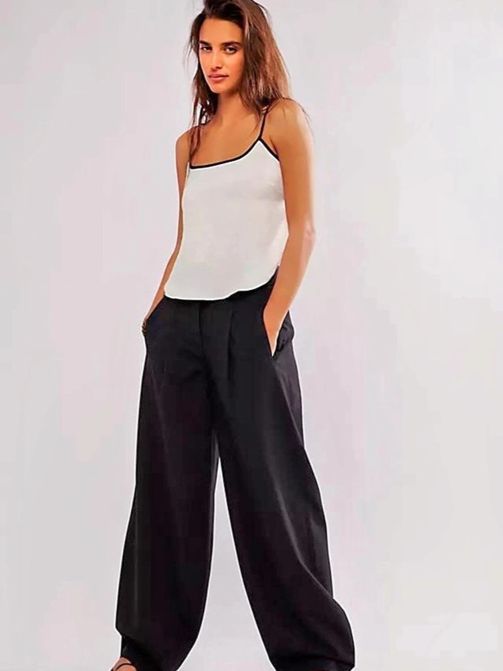 Free People Heat of the Moment Cami White & Black Size Medium